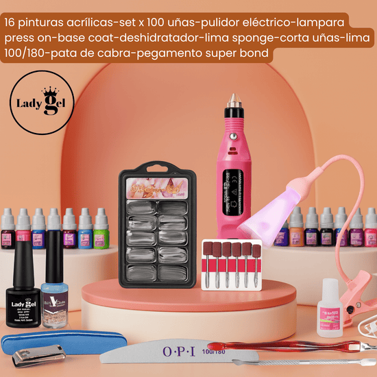 set uñas postizas press on lampara-uv